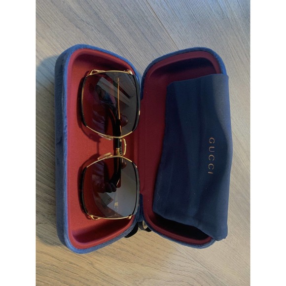 Gucci GUCII20250 Fork Square Sunglasses Havana/Brown Color Tortoiseshell Frame - Picture 4 of 8